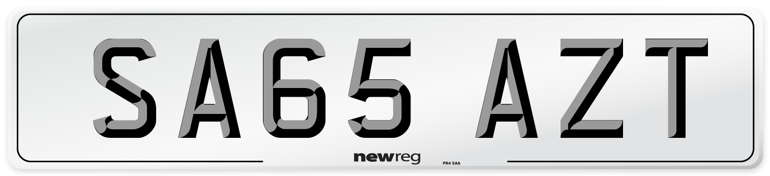 SA65 AZT Number Plate from New Reg